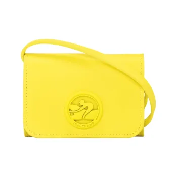 LONGCHAMP BOX TROT Calfskin One Shoulder Crossbody Coin Purse Women's Yellow