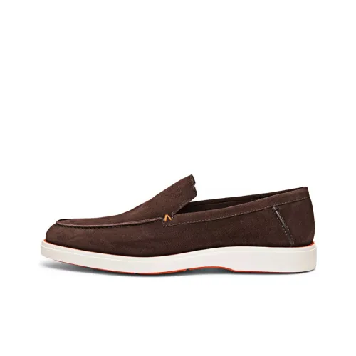 Santoni Calf-suede Almond-toe Loafers