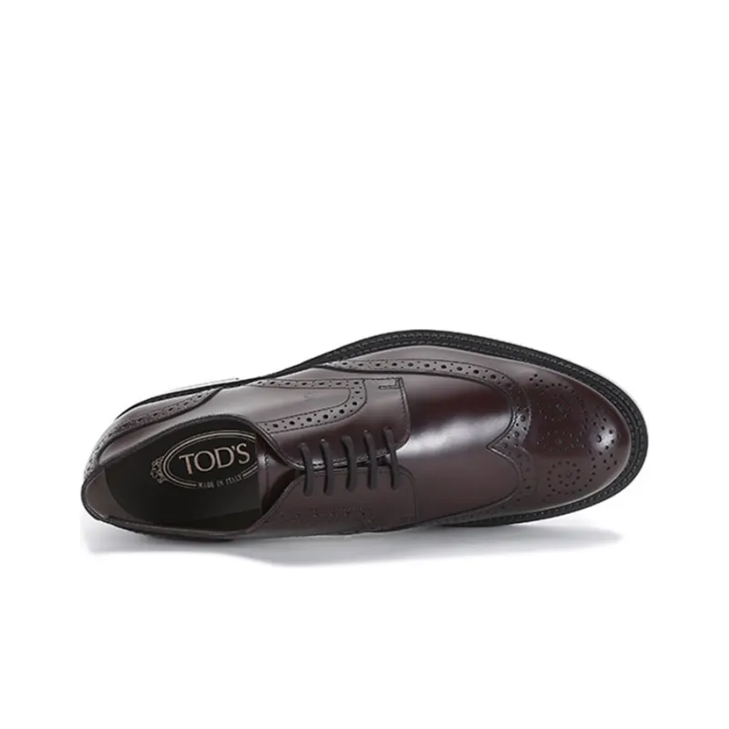 TOD'S Leather Derby Shoes Men's Brown Red-4