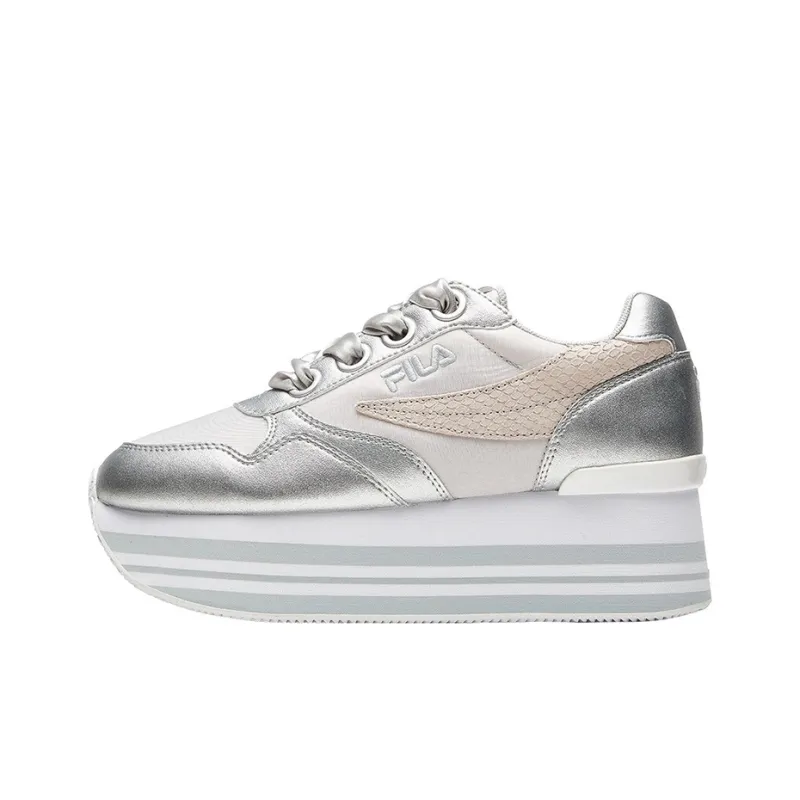 FILA Platform Shoes Women's Silver White-0
