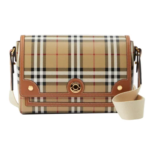 Burberry Check And Leather Note Bag Briar Brown