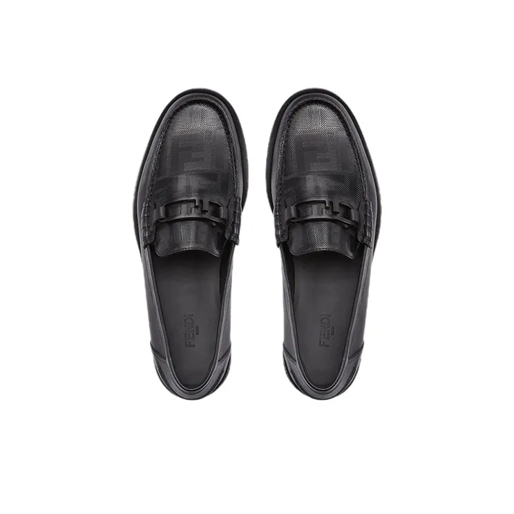FENDI Logo Plaque Slip-On Loafers-3