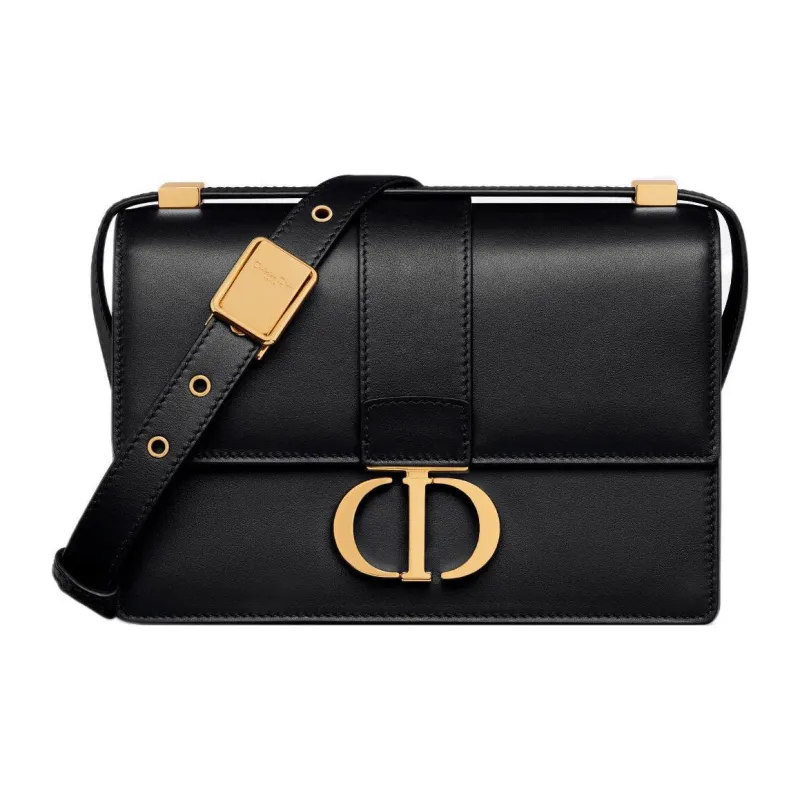 DIOR 30 Montaigne Cow Leather Montaigne Box Bag, Handbag, Shoulder Bag, Crossbody Bag Small Size Women's Black-0