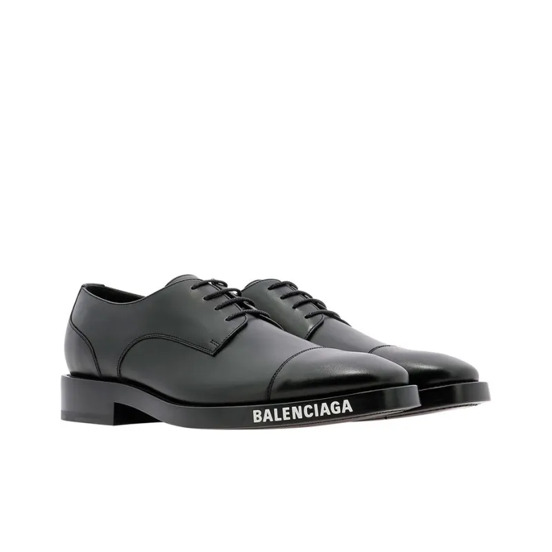 Balenciaga Derby Logo Lace Up Shoe Black-3