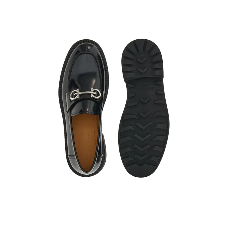 FERRAGAMO Gancini-plaque Leather Loafers-4