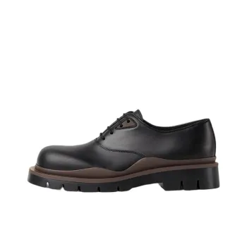 Bottega Veneta Tire Lace Up Leather Shoes Black