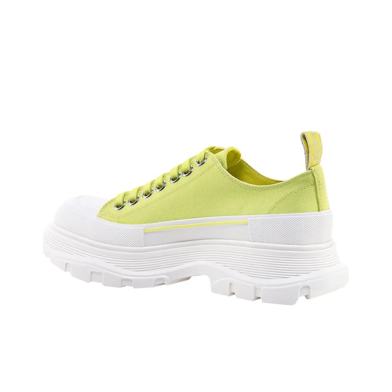 Alexander McQueen Tread Slick Low Lace Up Canvas Lime Green White Women's-3