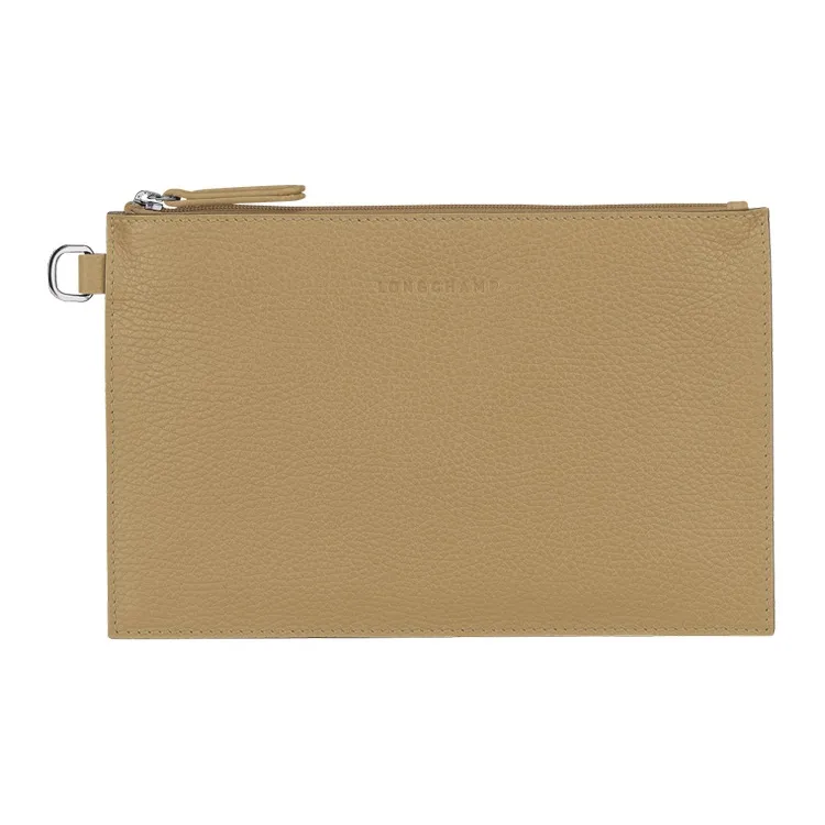 LONGCHAMP Roseau Essential Cow Leather Clutch Women's Khaki-0