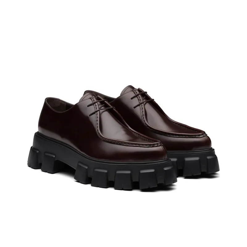 PRADA Monolith Men's Casual Shoes Men Low-Top Dark Brown-1