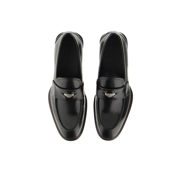 Alexander McQueen Leather Coin Embellished Penny Loafer Black-3