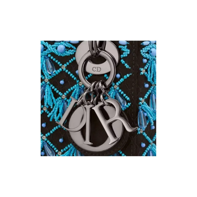 DIOR Lady Dior Satin Lady Dior Bag, Shoulder Bag, Crossbody Bag, Handbag Mini Women's Black/Blue-5