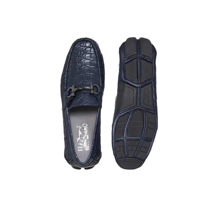 FERRAGAMO Gancini Casual Shoes Men's Blue-4