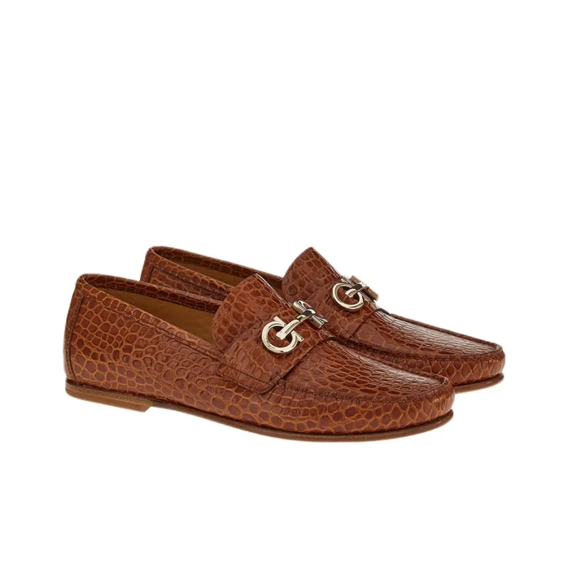 FERRAGAMO Galileo Crocodile-embossed Loafers-1