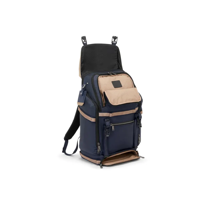 TUMI Nylon Backpack Men's Blue & Brown-3