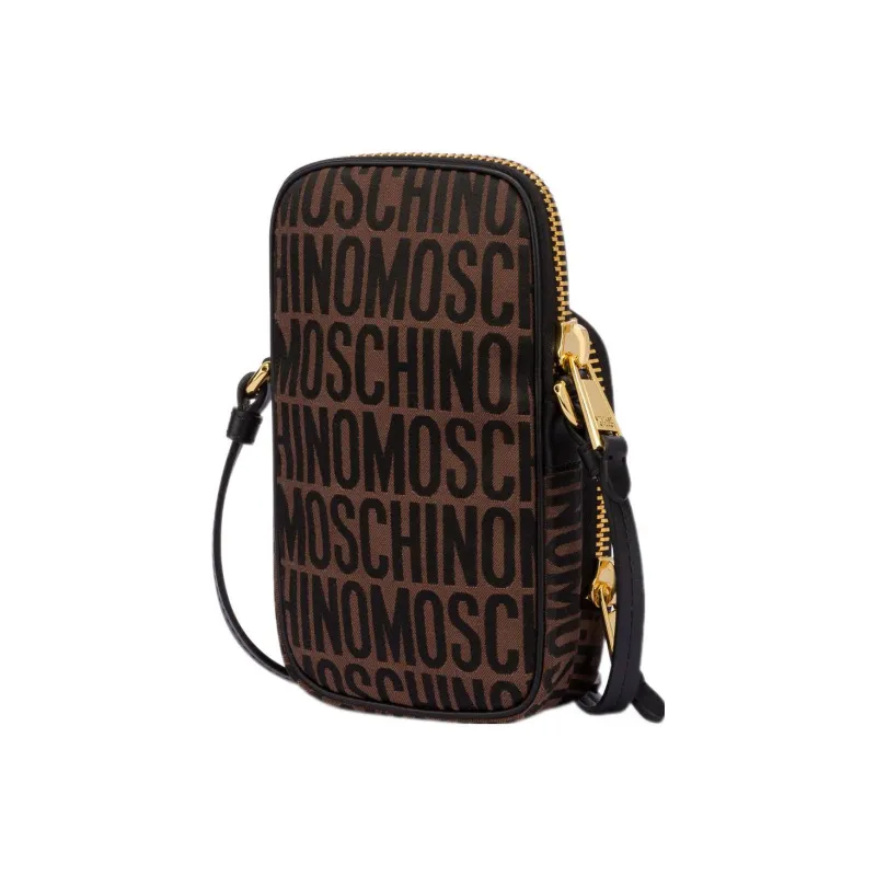 MOSCHINO Cotton And Polyester Blend Shoulder Bag Crossbody Bag Cell Phone Pouch Men's Brown Black-1