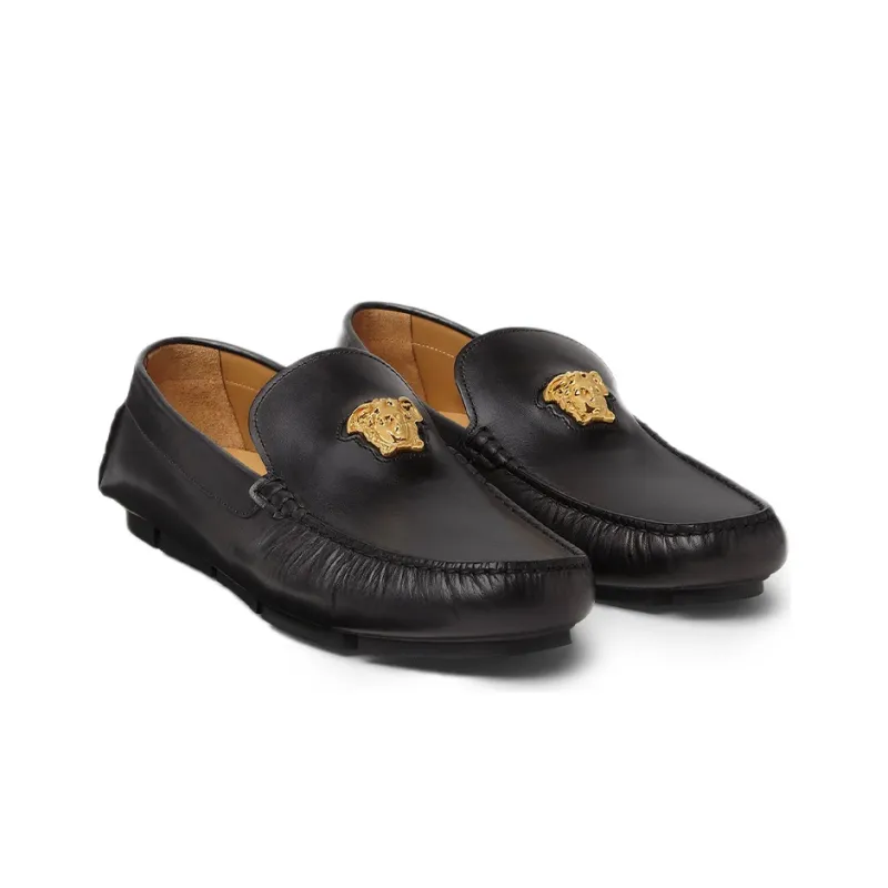 VERSACE La Medusa Driver Loafer 'Black Gold'-2