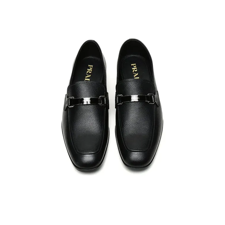 PRADA Casual Leather Shoes Men's Black-3