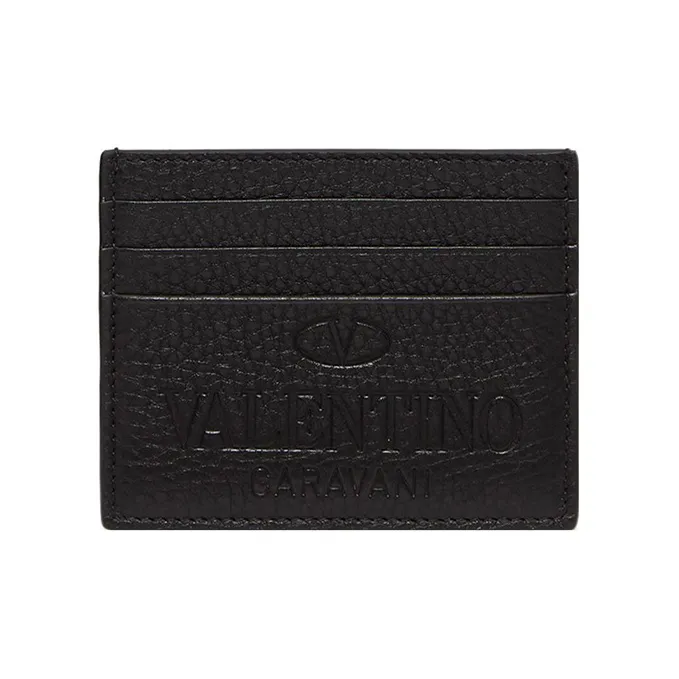 Valentino GARAVANI Calfskin Wallet, Card Holder Men's Black-0