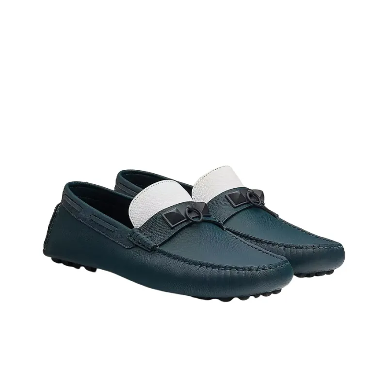 HERMES Gommino Loafers Men Blue-3
