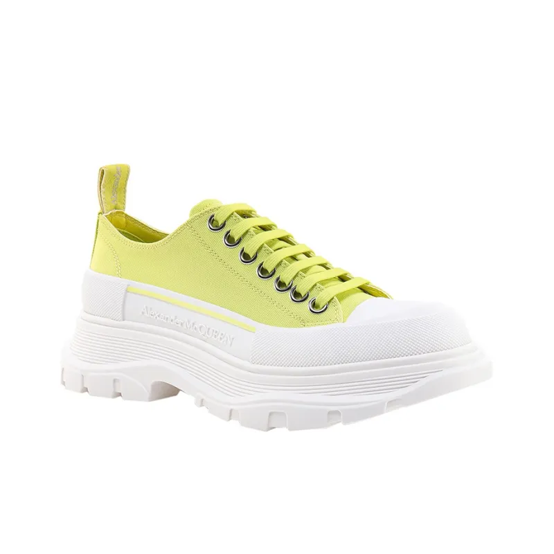 Alexander McQueen Tread Slick Low Lace Up Canvas Lime Green White Women's-2