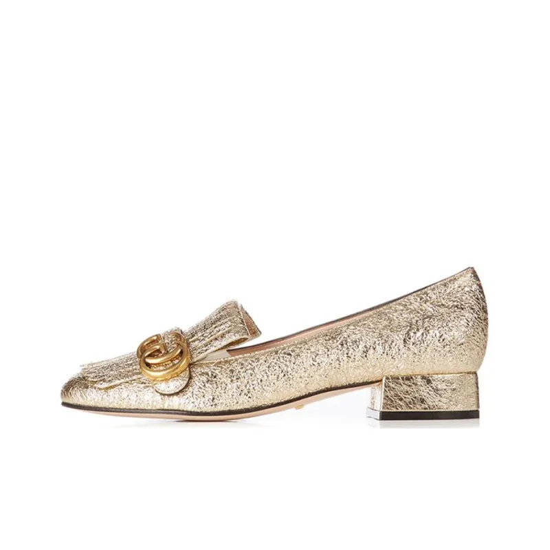 GUCCI Chunky Heel Mary Jane Shoes Low Heel Women's Gold-0