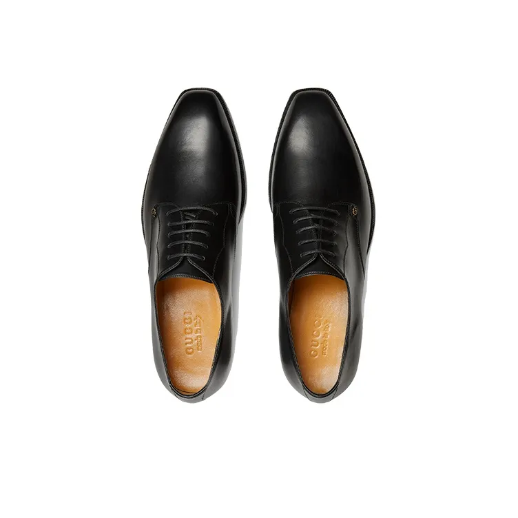 GUCCI Double G Leather Derby Shoes-3