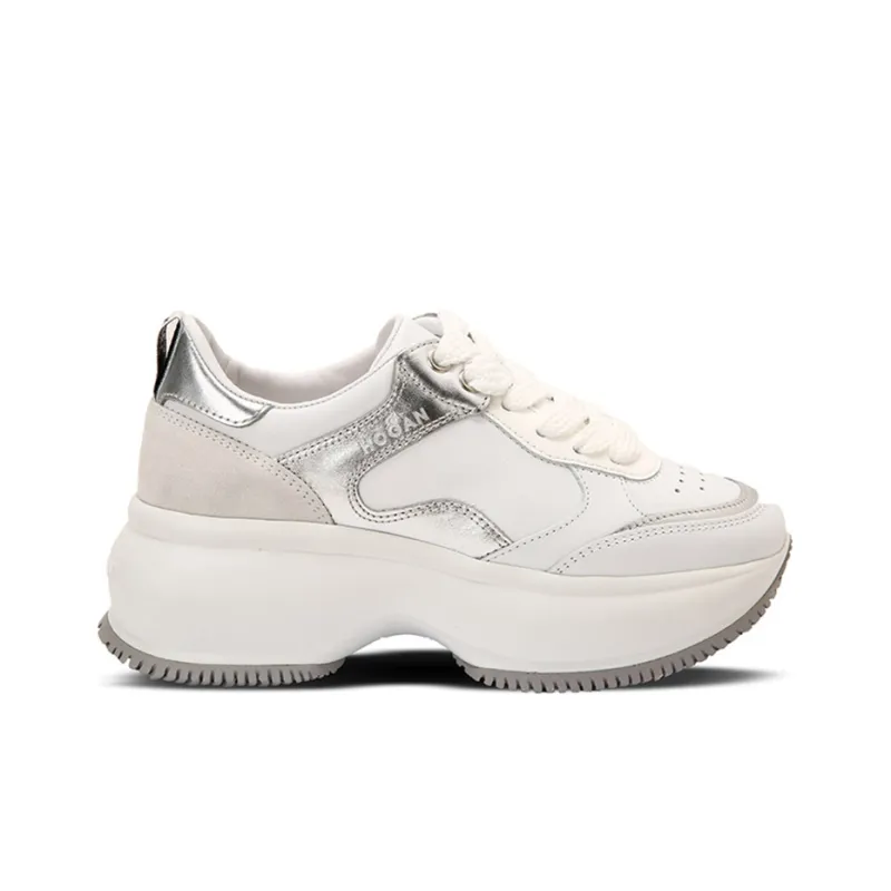 HOGAN Maxi I Active Platform Shoes Women's White Silver-1