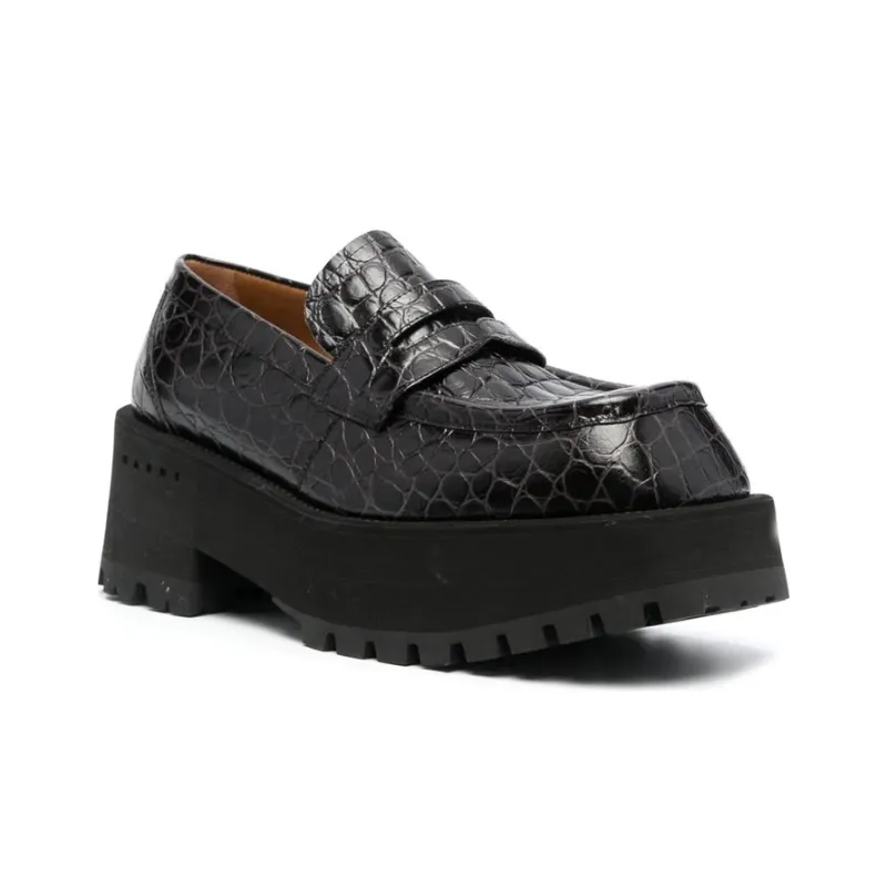 MARNI Women's Chunky Moccasin 'Black Croc'-2