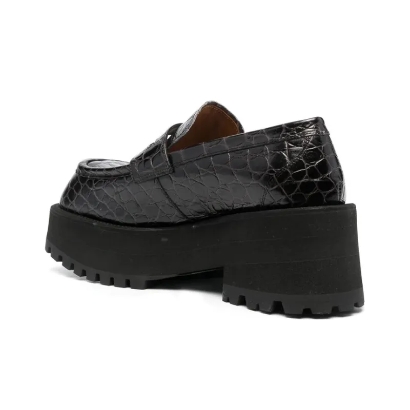 MARNI Women's Chunky Moccasin 'Black Croc'-3