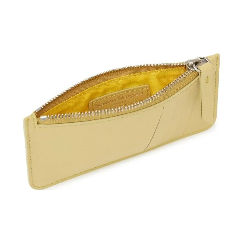 Maison Margiela Textured Calfskin Card Holder Card Holder Women's Yellow-2
