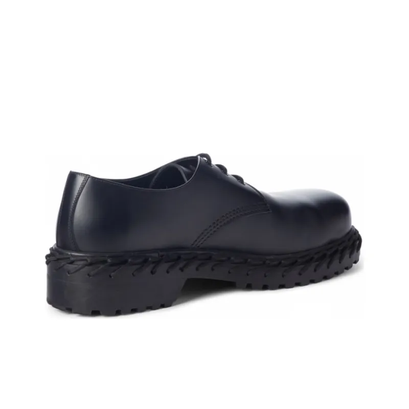 Balenciaga Laces Derbies Leather Shoes Black-3