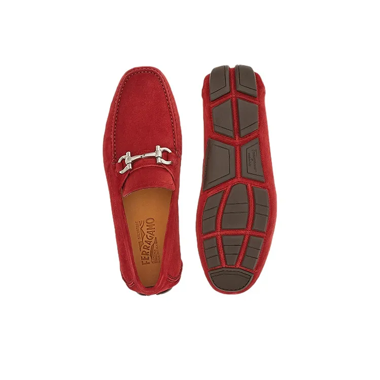 Ferragamo Gancini Men's Casual Shoes Men Low Top Red-4