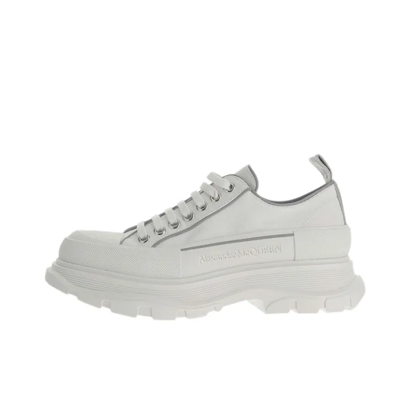 Alexander McQueen Tread Slick Lace Up Shoes 'White Grey'-0