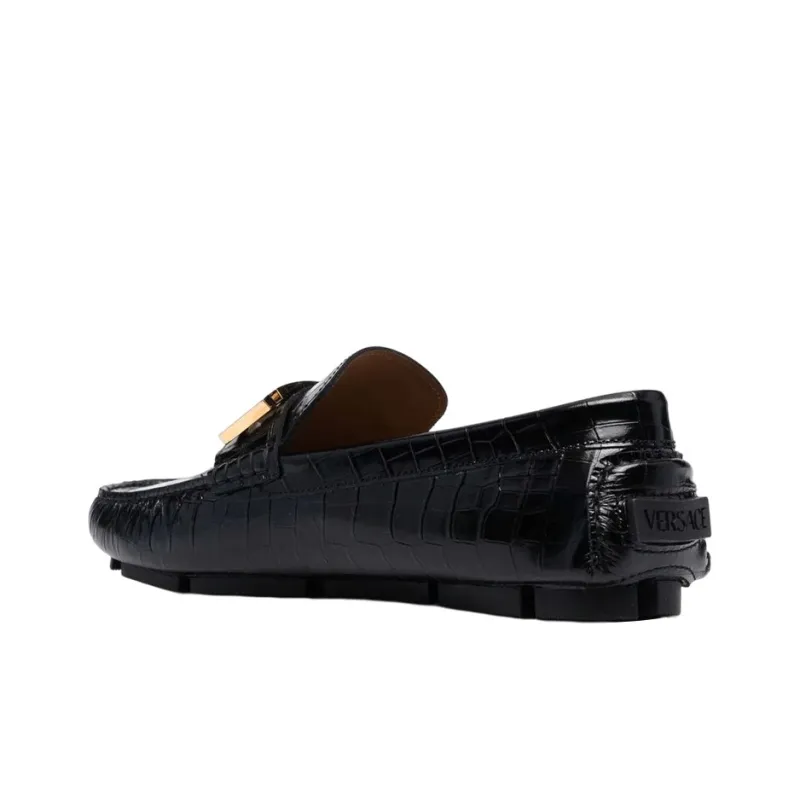 VERSACE Greca Loafer Croc Black-4