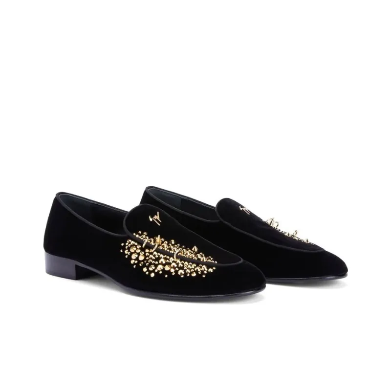 Giuseppe Zanotti Alvaro Studded Velvet Loafers-2