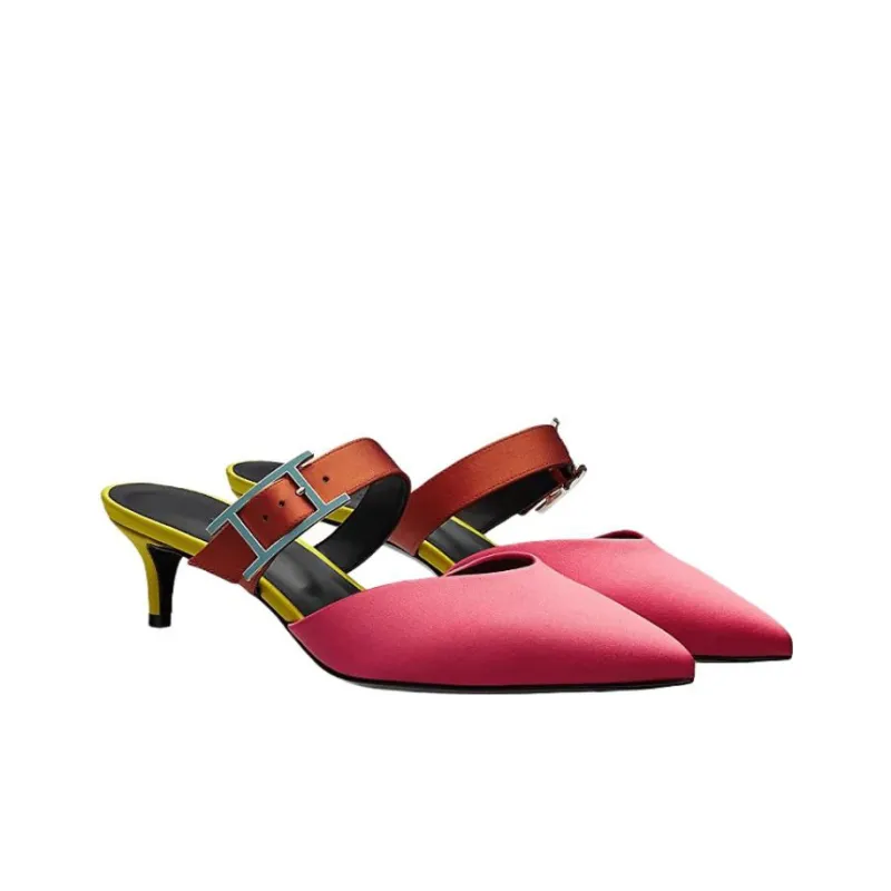 HERMES Blink Wrap-toe Slippers Women's Red-1