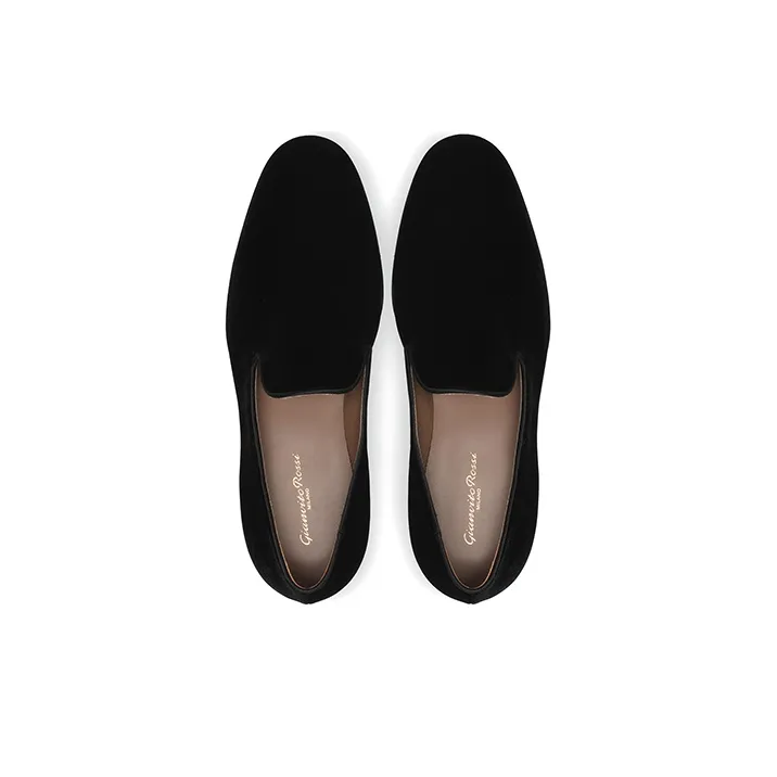 GIANVITO ROSSI Jean Round-toe Velvet Loafers-4