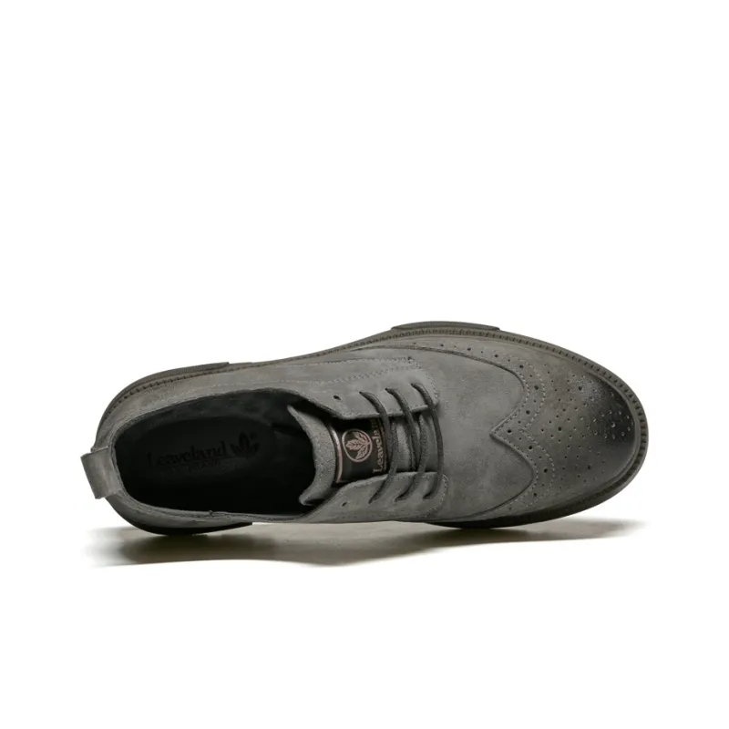 LEAVELAND Men's Casual Shoes Men Low Top Khaki/Gray-8