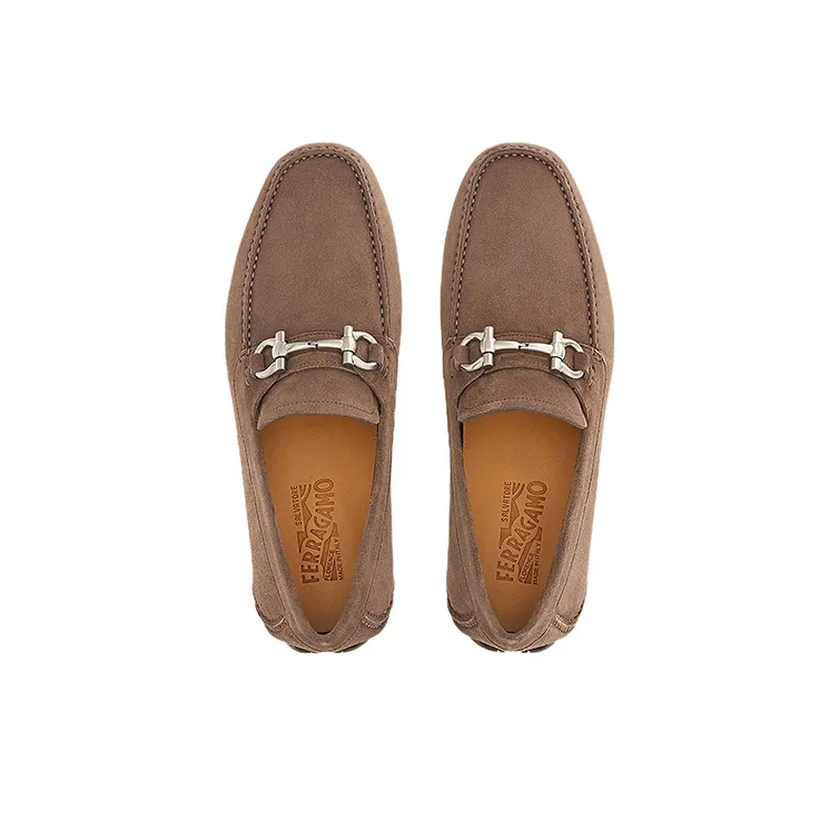 FERRAGAMO Gancini-plaque Suede Loafers-2