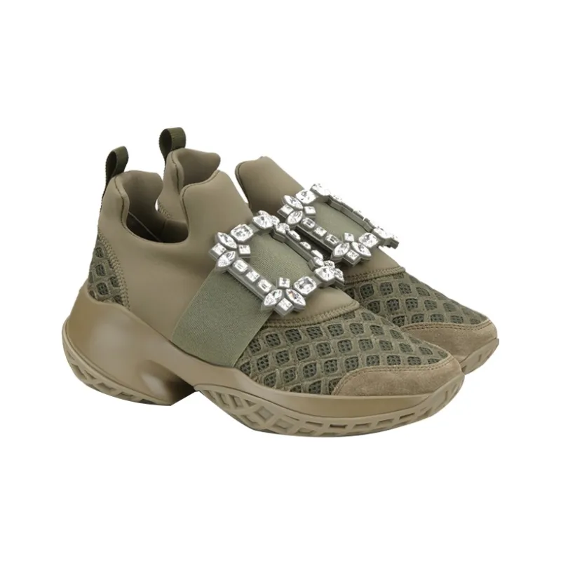 Roger Vivier Low Top Platform Shoes Women's Army Green-2