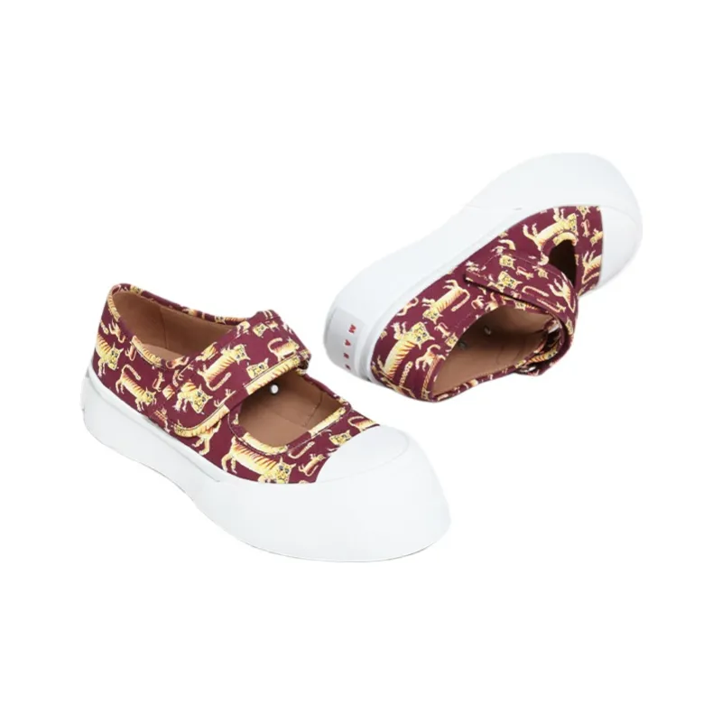 MARNI Pablo Mary jane Flat Platform Shoes Women's Burgundy Year Of The Tiger Limited Edition-3