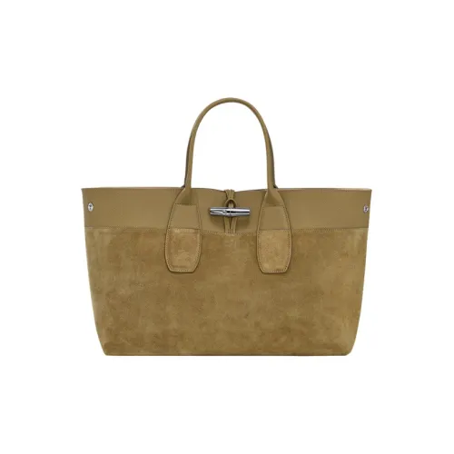 LONGCHAMP Roseau Cow Leather With Split Nubuck Big Bag One Shoulder Handbag Extra Large Women's Brown