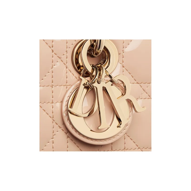 DIOR Lady D-JOY Patent Leather Cowhide Daisie Bag Shoulder Bag Crossbody Bag Handbag Small Size Women's Sand Pink-6