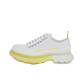 Alexander McQueen Tread Slick Low Lace Up Leather White Lichen Yellow Gradient Women's