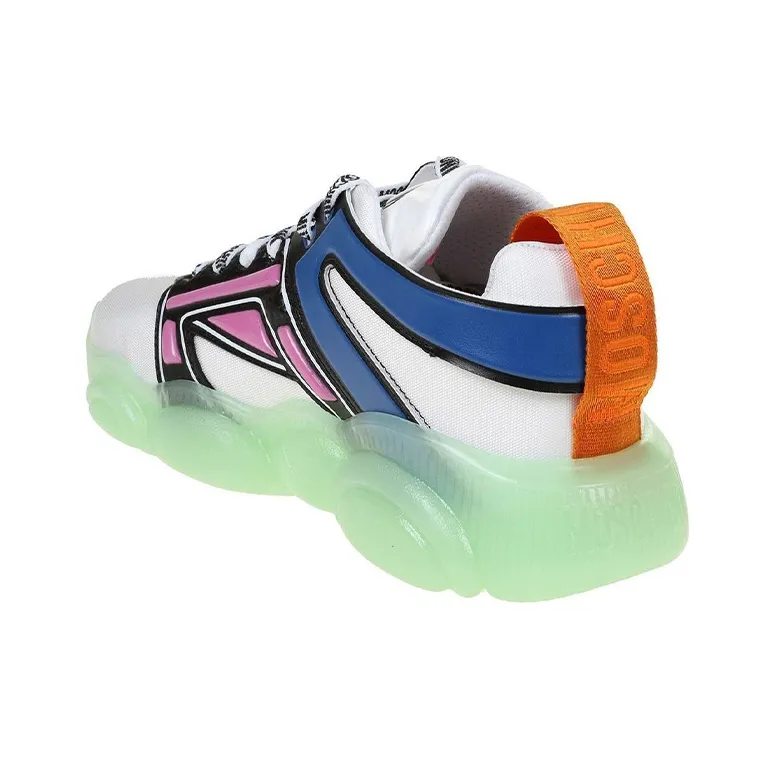 MOSCHINO Low-Top Platform Shoes Women's White Blue Pink Patchwork-3