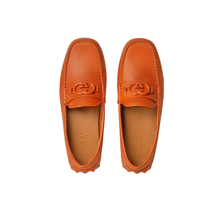 GUCCI Gommino Loafers Men Orange-4