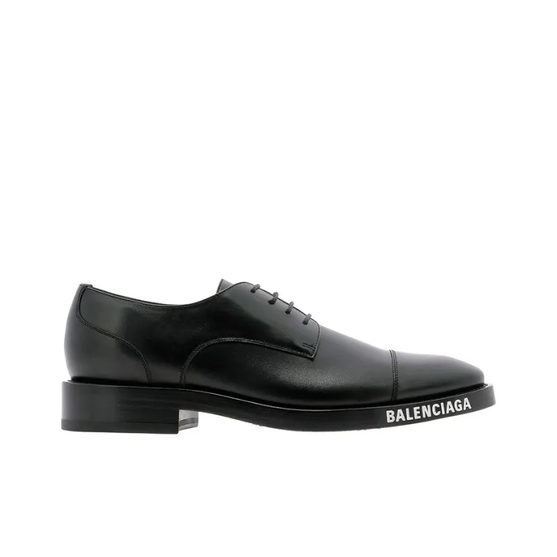Balenciaga Derby Logo Lace Up Shoe Black-1