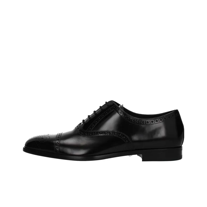 PRADA Brushed Fumé Leather Oxford Shoes-0