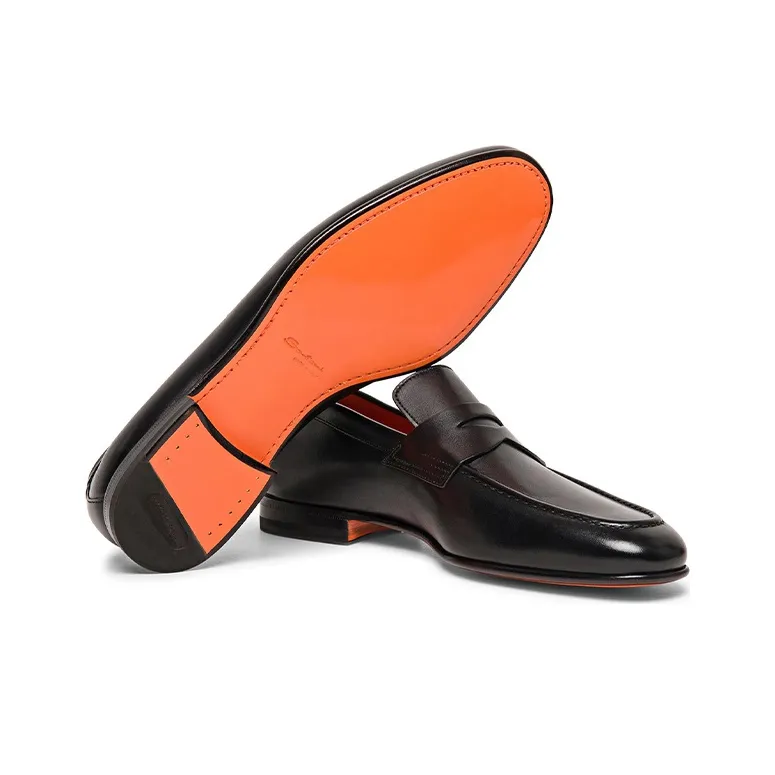Santoni Leather Penny Loafers-4
