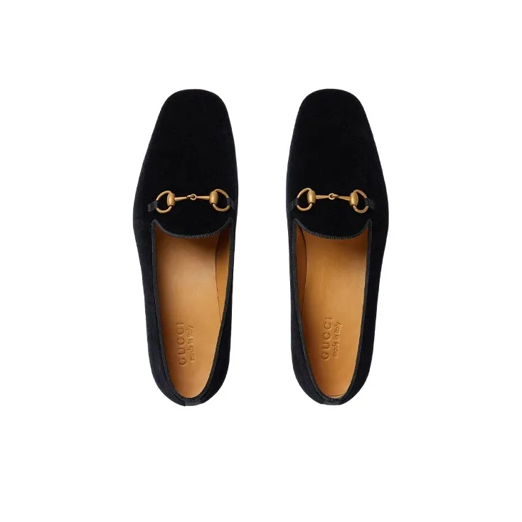 GUCCI Gallipoli Horsebit Velvet Loafers 'Black'-2